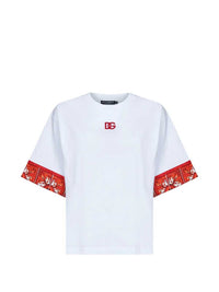 DOLCE & GABBANA Dolce & Gabbana Women T-Shirt With Embroidered Logo And Majolica Print