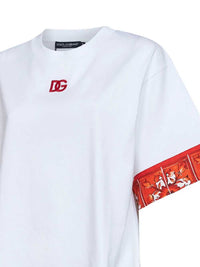 DOLCE & GABBANA Dolce & Gabbana Women T-Shirt With Embroidered Logo And Majolica Print