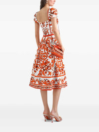 Dolce & Gabbana Women Poplin Dress With Majolica Print