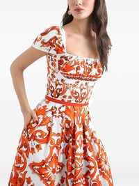 Dolce & Gabbana Women Poplin Dress With Majolica Print