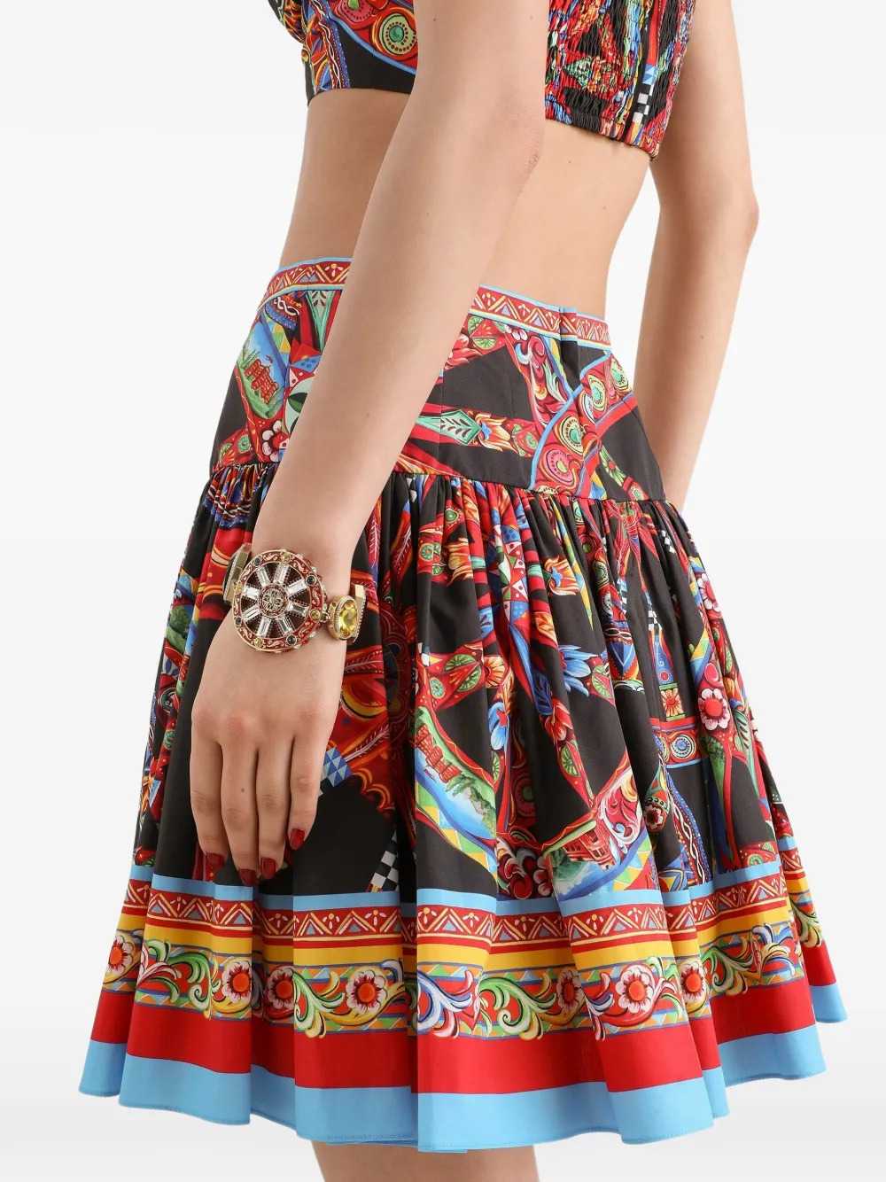 Dolce & Gabbana Women Poplin Miniskirt With Carretto Print