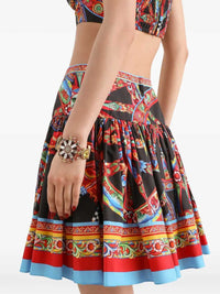 Dolce & Gabbana Women Poplin Miniskirt With Carretto Print