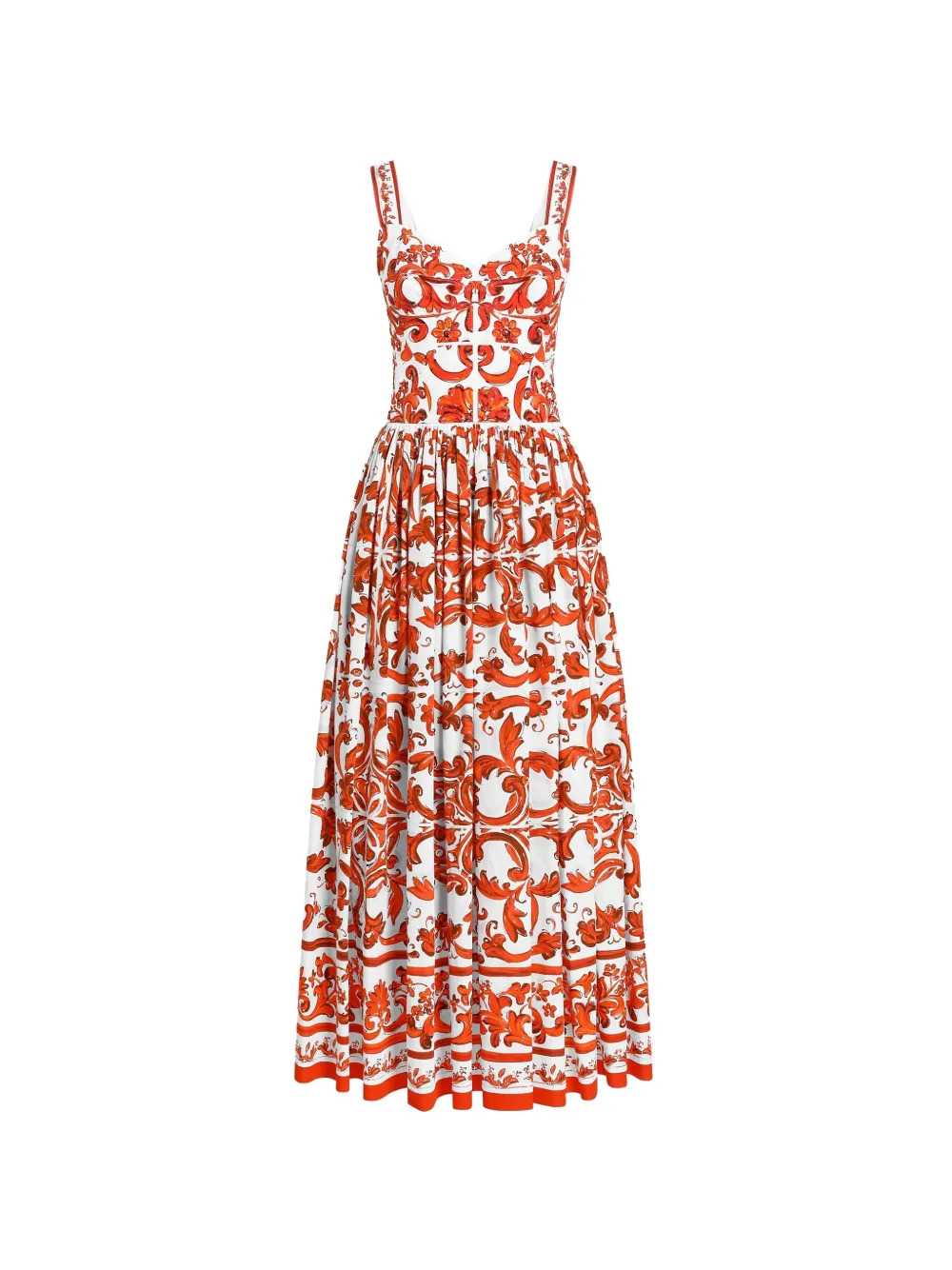 DOLCE & GABBANA Dolce & Gabbana Women Long Poplin Dress With Majolica Print