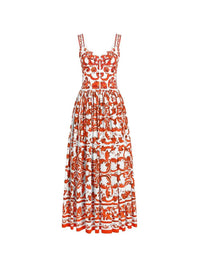 DOLCE & GABBANA Dolce & Gabbana Women Long Poplin Dress With Majolica Print
