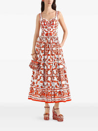 DOLCE & GABBANA Dolce & Gabbana Women Long Poplin Dress With Majolica Print