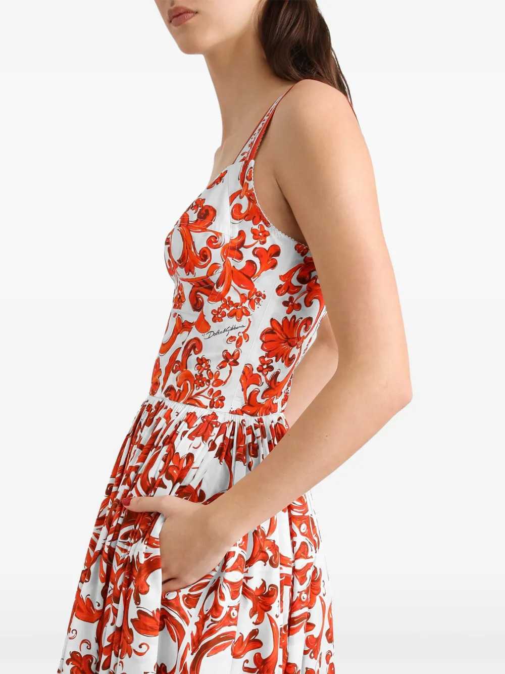 DOLCE & GABBANA Dolce & Gabbana Women Long Poplin Dress With Majolica Print