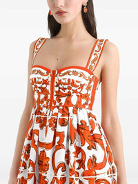 Dolce & Gabbana Women Short Poplin Dress With Majolica Print