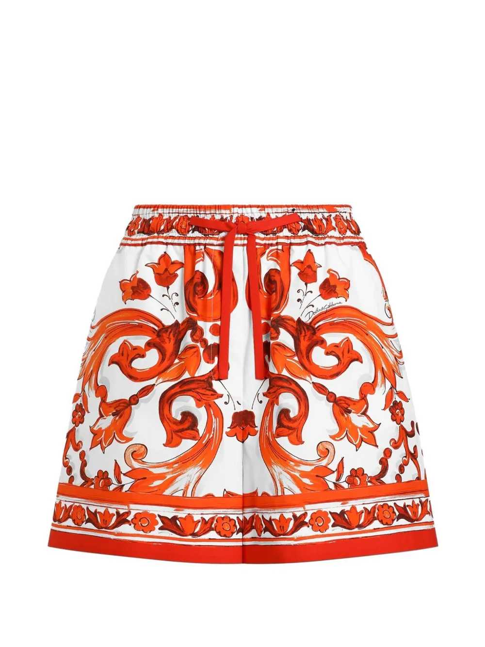 Dolce & Gabbana Women Poplin Shorts With Majolica Print