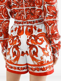 Dolce & Gabbana Women Poplin Shorts With Majolica Print
