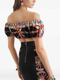 Dolce & Gabbana Women Poplin Top With Carretto Print