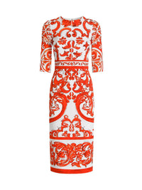 DOLCE & GABBANA Dolce & Gabbana Women Maiolica Print Charmeuse Dress: