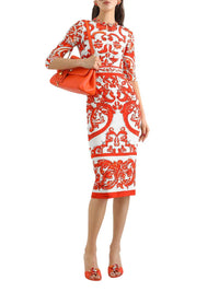 DOLCE & GABBANA Dolce & Gabbana Women Maiolica Print Charmeuse Dress: