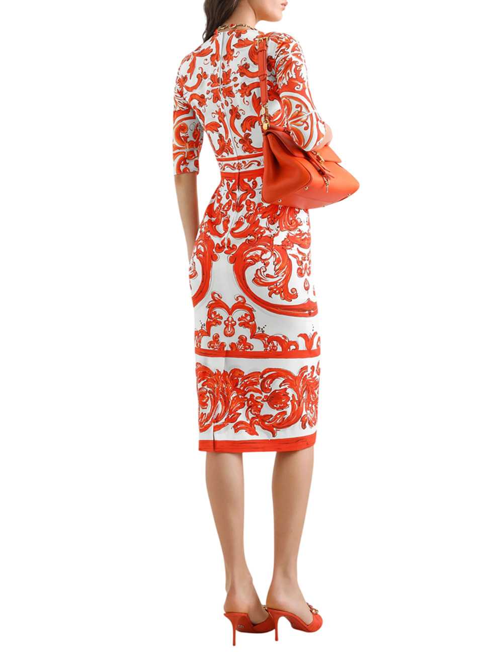 DOLCE & GABBANA Dolce & Gabbana Women Maiolica Print Charmeuse Dress: