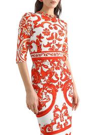 DOLCE & GABBANA Dolce & Gabbana Women Maiolica Print Charmeuse Dress: