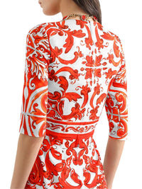 DOLCE & GABBANA Dolce & Gabbana Women Maiolica Print Charmeuse Dress: