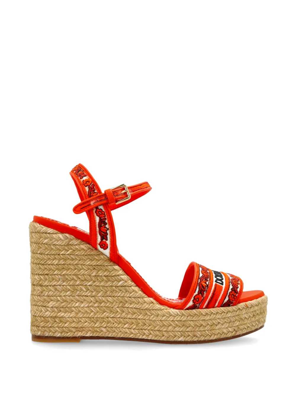 DOLCE & GABBANA Dolce & Gabbana Women Embroidered Logo Wedge Sandals