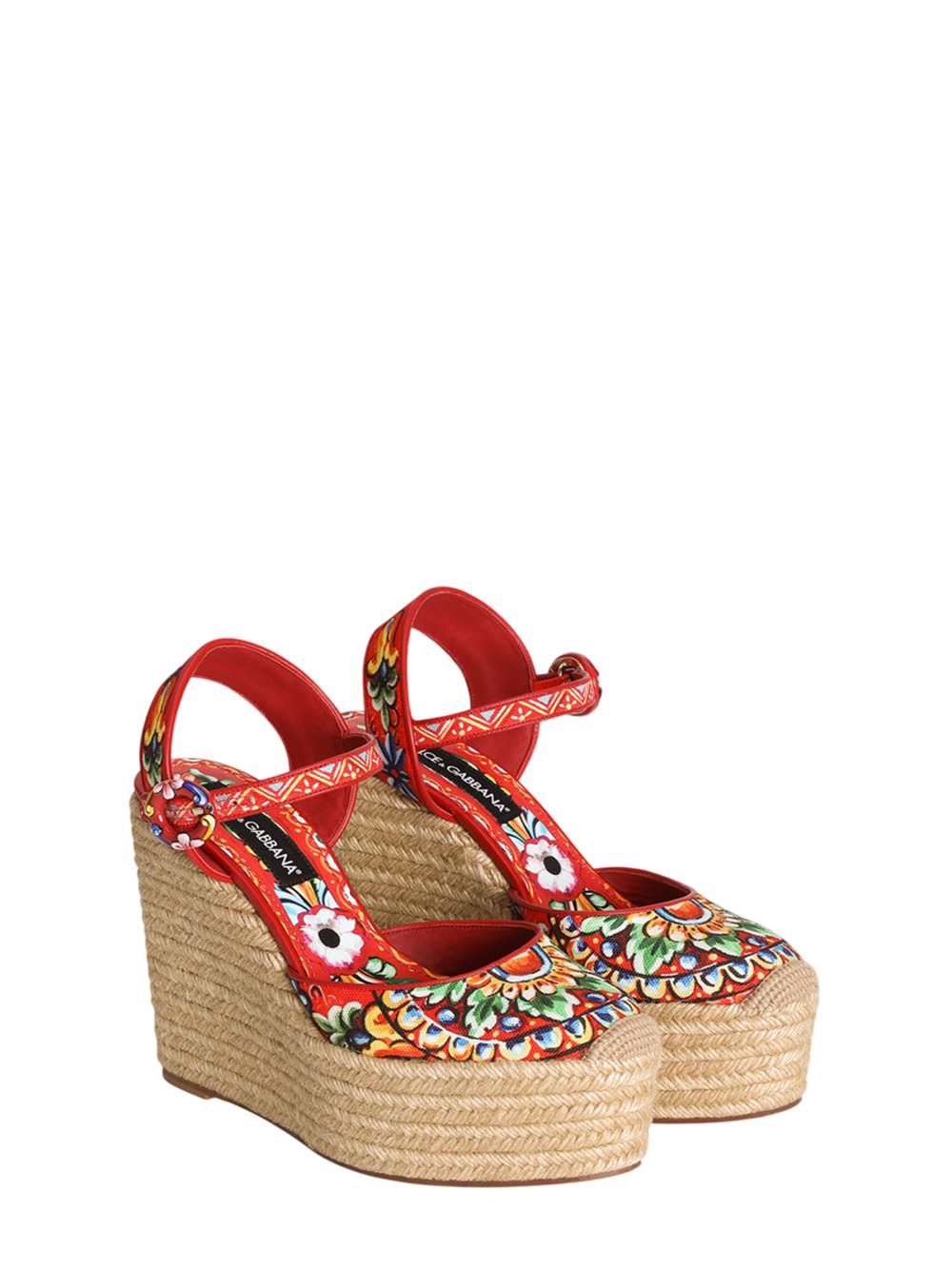 DOLCE & GABBANA Dolce & Gabbana Women Canvas Wedge Sandal With Carretto Print