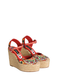 DOLCE & GABBANA Dolce & Gabbana Women Canvas Wedge Sandal With Carretto Print