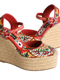 DOLCE & GABBANA Dolce & Gabbana Women Canvas Wedge Sandal With Carretto Print