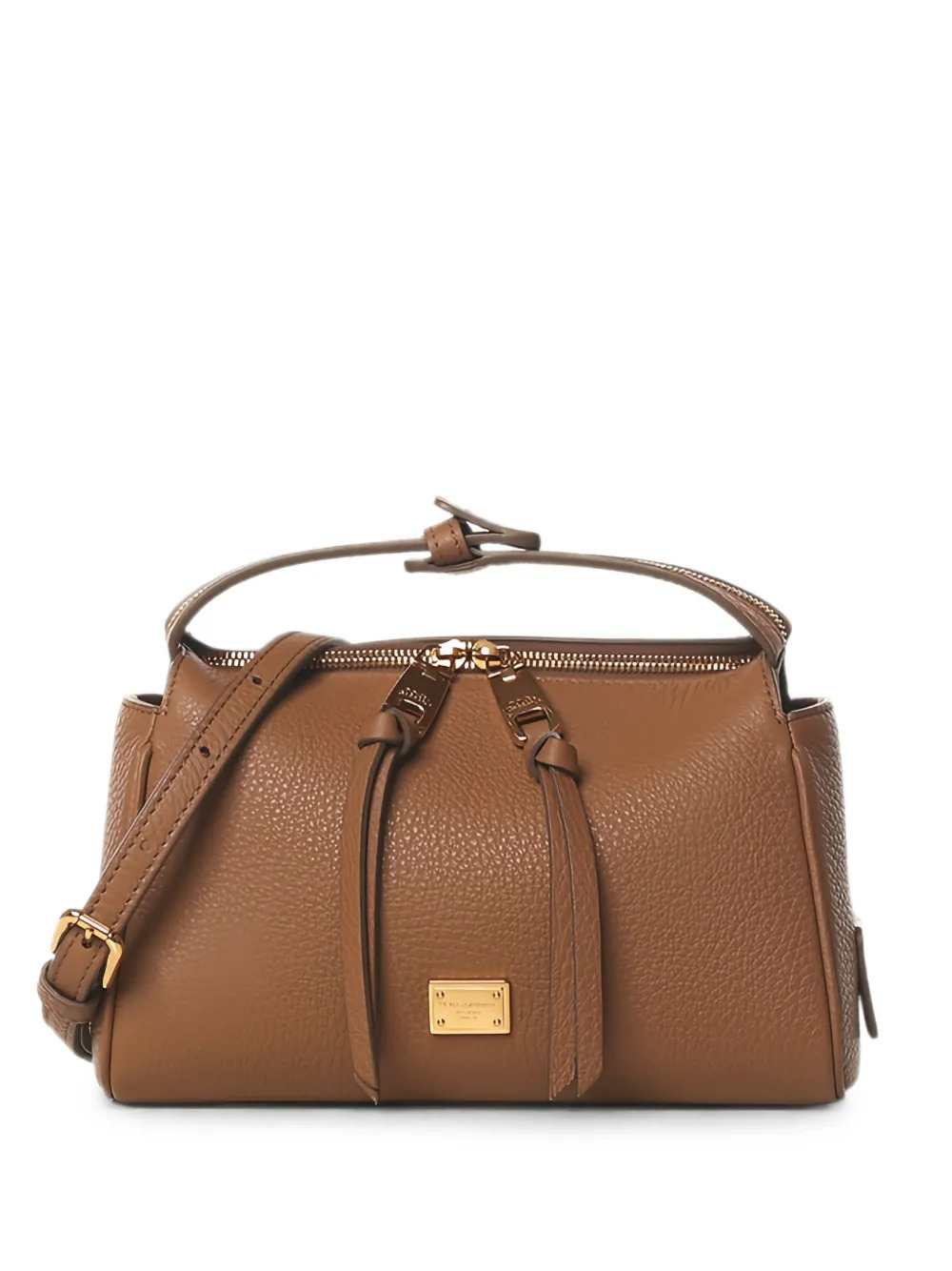 Dolce & Gabbana Women Vittoria Leather Tote Bag With Logo Plaque