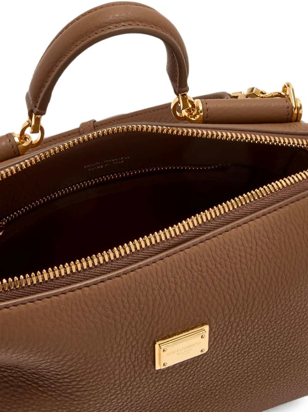 Dolce & Gabbana Women Vittoria Leather Tote Bag With Logo Plaque