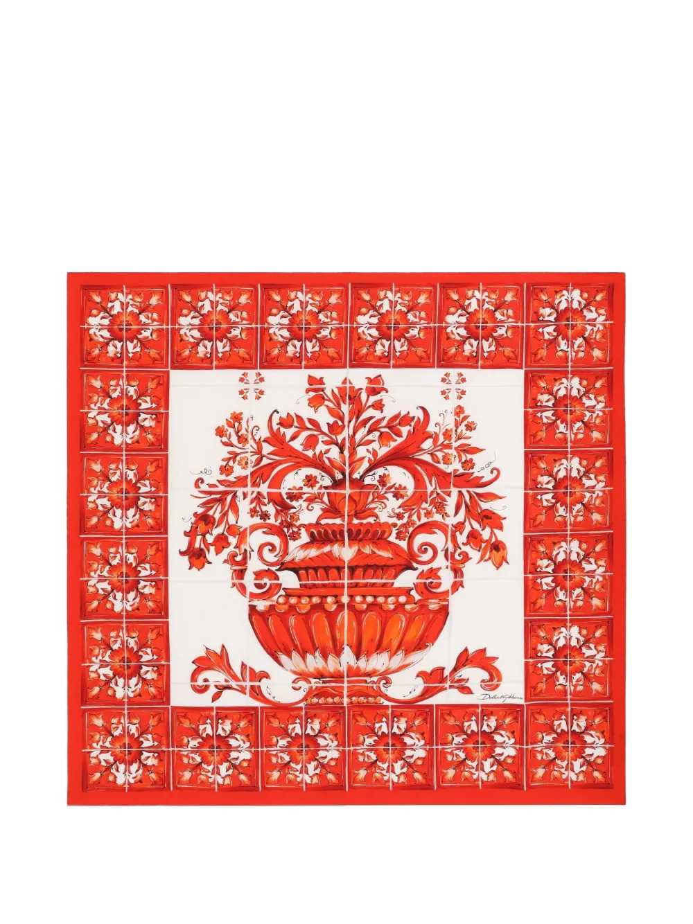 DOLCE & GABBANA Dolce & Gabbana Women Silk Twill Scarf With Majolica Print, 90 X 90 Cm
