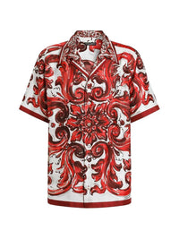 DOLCE & GABBANA Dolce & Gabbana Men Silk Twill Hawaiian Shirt With Majolica Print