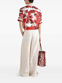DOLCE & GABBANA Dolce & Gabbana Men Silk Twill Hawaiian Shirt With Majolica Print