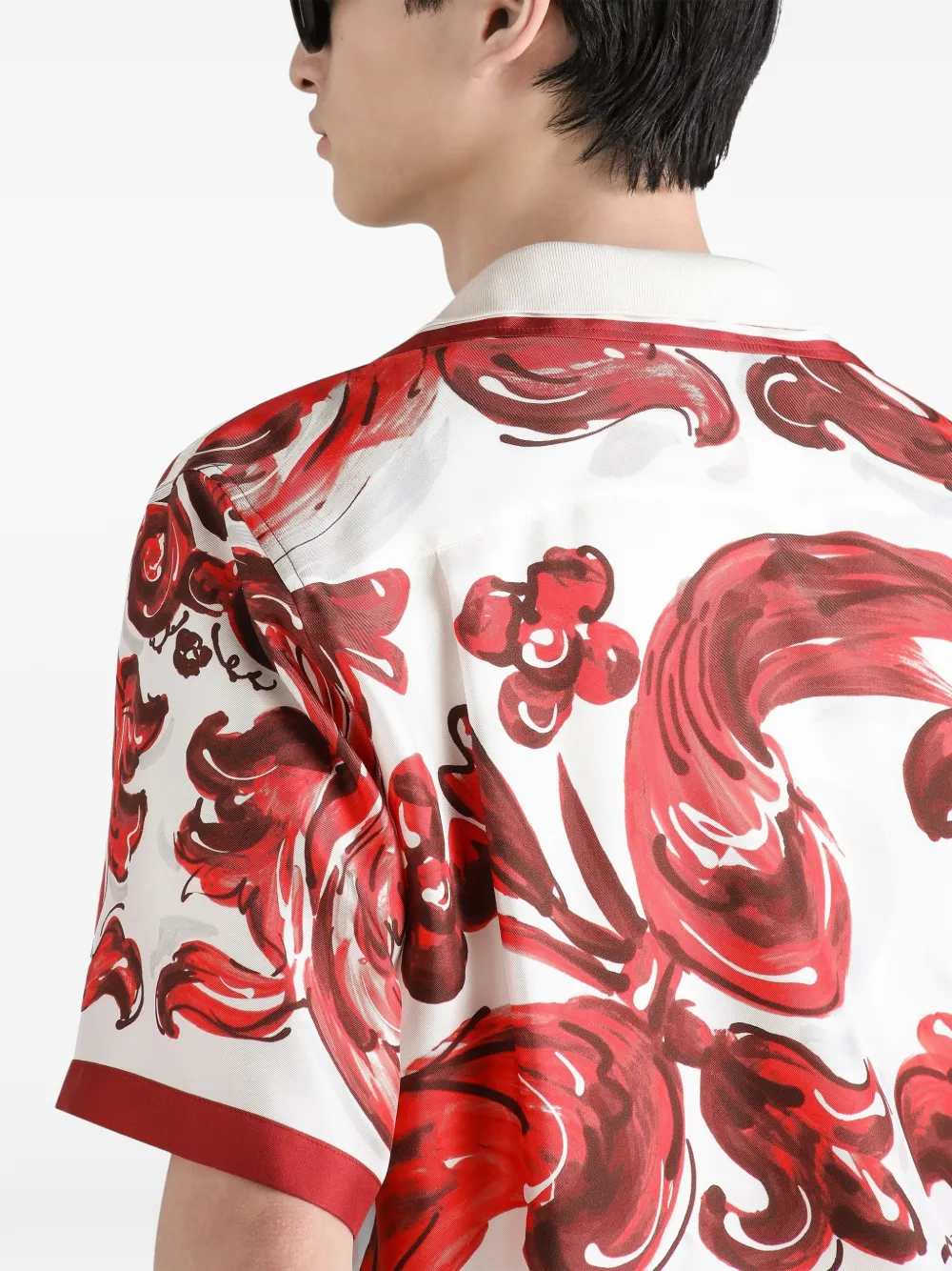 DOLCE & GABBANA Dolce & Gabbana Men Silk Twill Hawaiian Shirt With Majolica Print