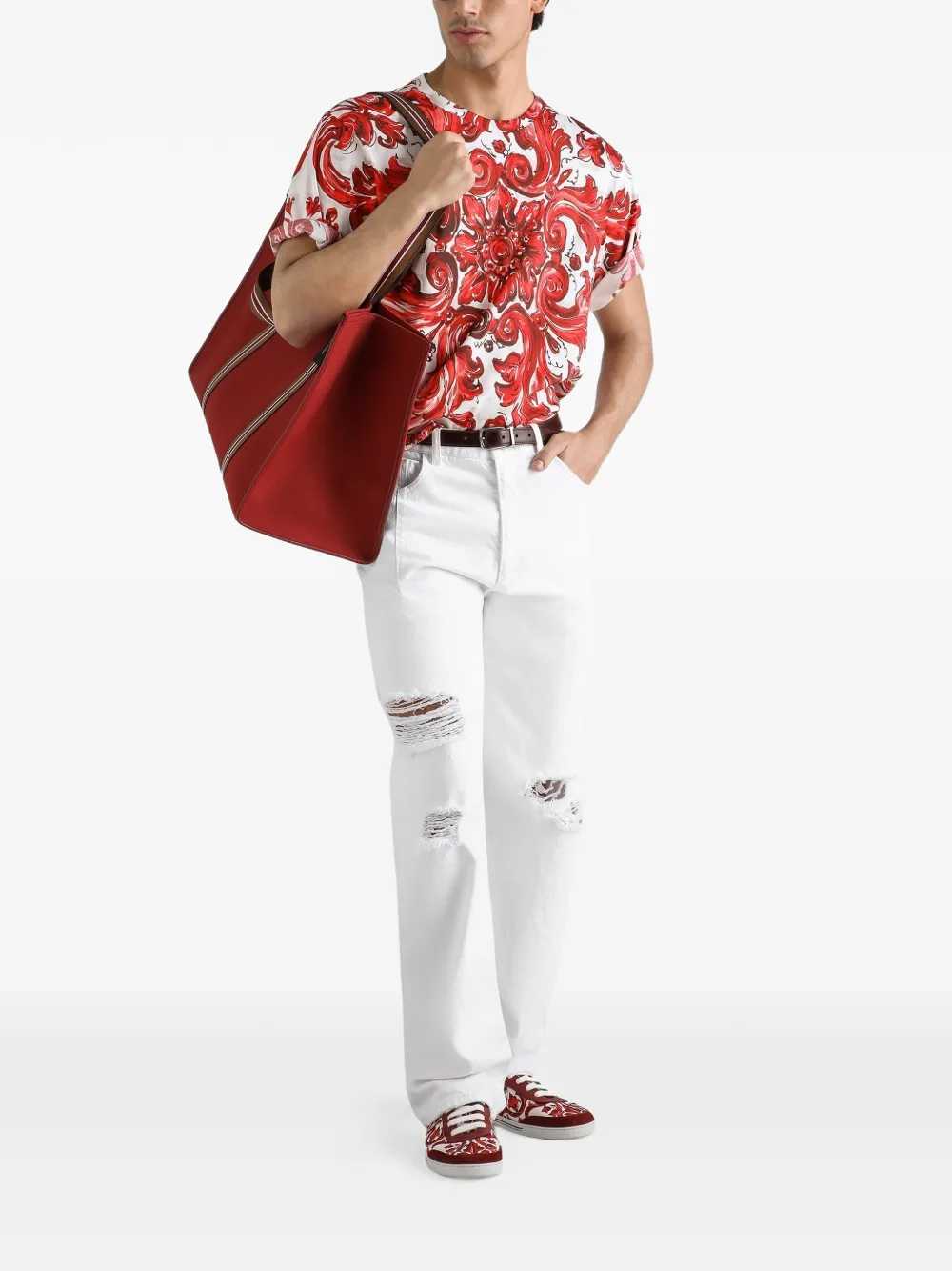 DOLCE & GABBANA Dolce & Gabbana Men Cotton T-Shirt With Majolica Print