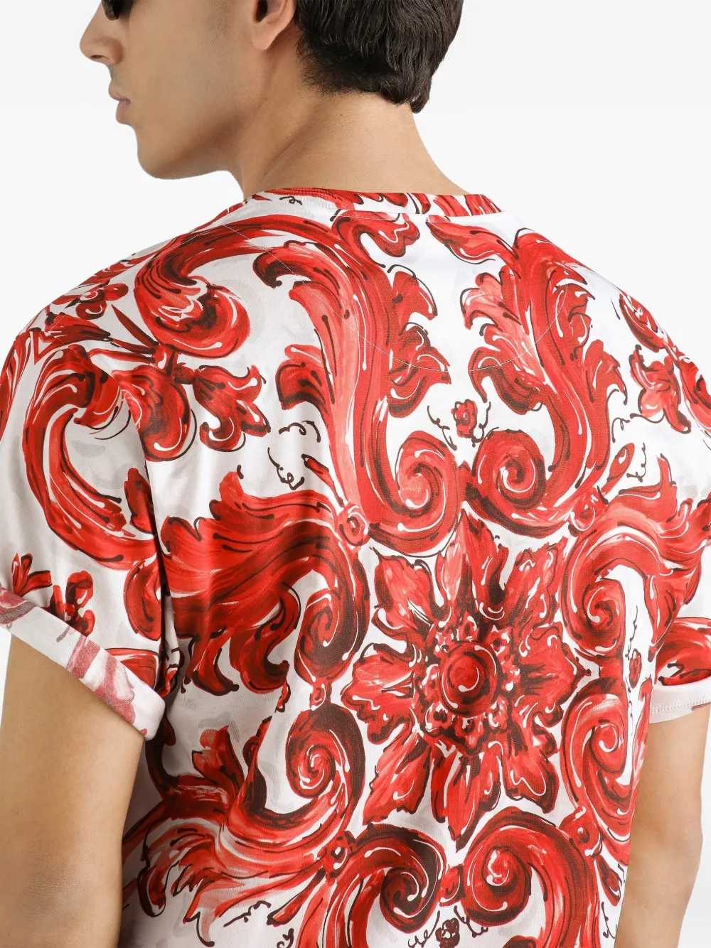 DOLCE & GABBANA Dolce & Gabbana Men Cotton T-Shirt With Majolica Print