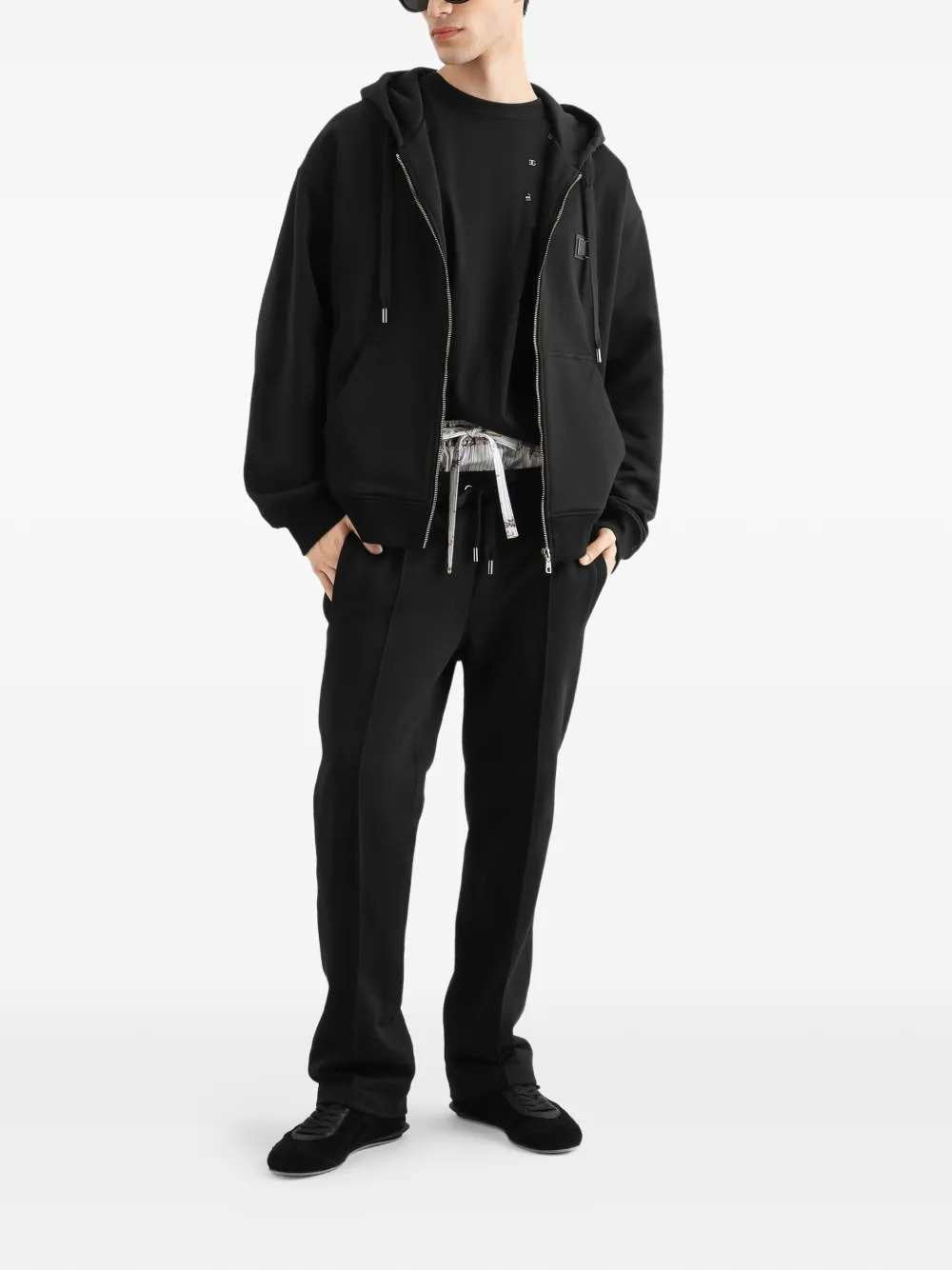 DOLCE & GABBANA Dolce & Gabbana Men Cotton Hoodie With Logo Plaque