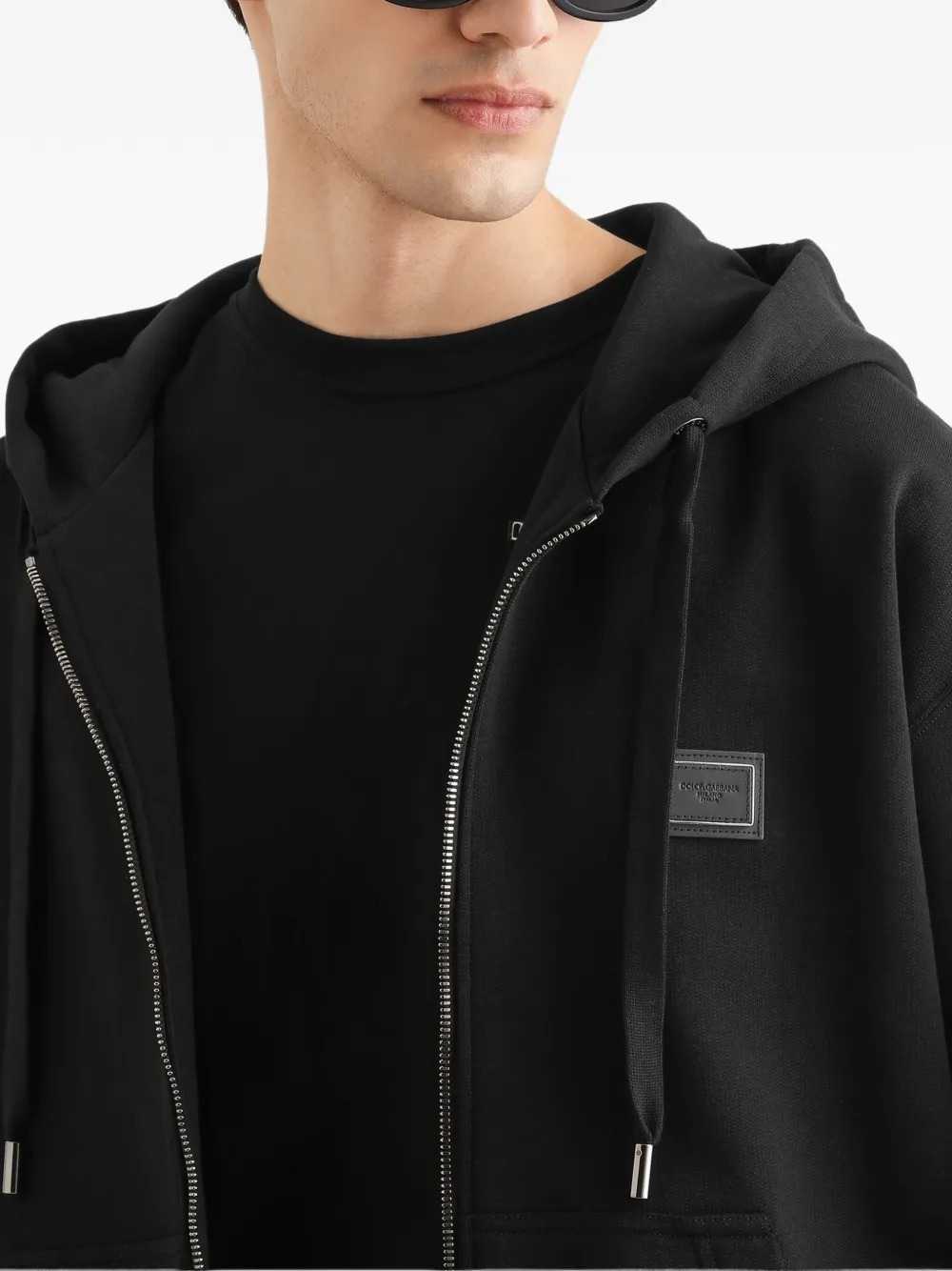 DOLCE & GABBANA Dolce & Gabbana Men Cotton Hoodie With Logo Plaque
