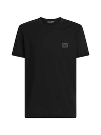 Dolce & Gabbana Men Cotton T-Shirt With Logo Plaque