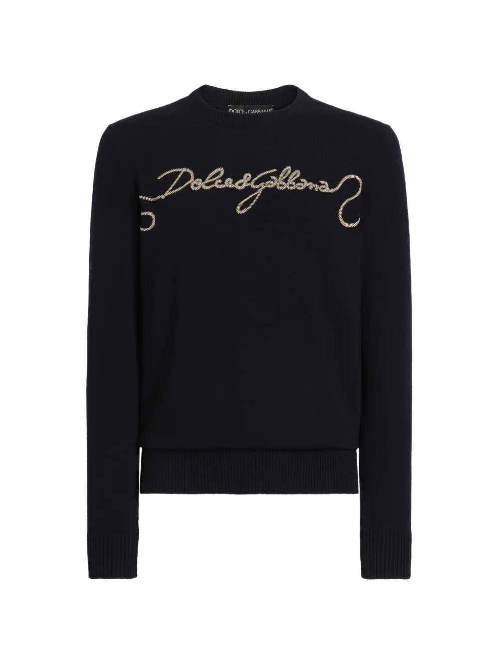 DOLCE & GABBANA Dolce & Gabbana Men Embroidered Plain-Knit Sweater