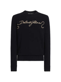 DOLCE & GABBANA Dolce & Gabbana Men Embroidered Plain-Knit Sweater