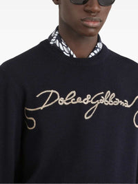 DOLCE & GABBANA Dolce & Gabbana Men Embroidered Plain-Knit Sweater
