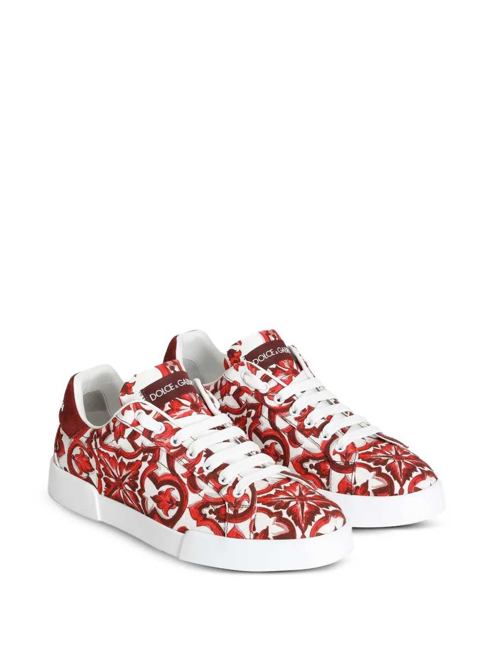 DOLCE & GABBANA Dolce & Gabbana Men Portofino Canvas Sneakers With Majolica Print