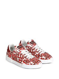 DOLCE & GABBANA Dolce & Gabbana Men Portofino Canvas Sneakers With Majolica Print