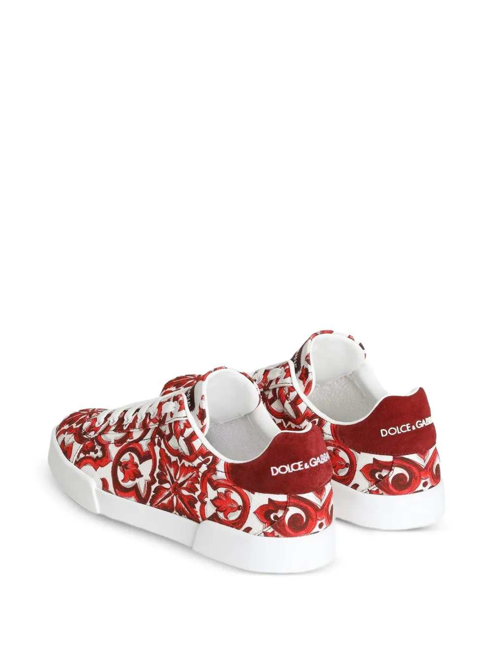 DOLCE & GABBANA Dolce & Gabbana Men Portofino Canvas Sneakers With Majolica Print