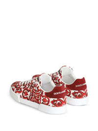 DOLCE & GABBANA Dolce & Gabbana Men Portofino Canvas Sneakers With Majolica Print