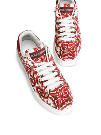 DOLCE & GABBANA Dolce & Gabbana Men Portofino Canvas Sneakers With Majolica Print