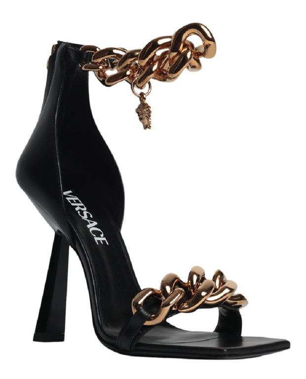 Versace Womens Medusa Chain Heel Sandals