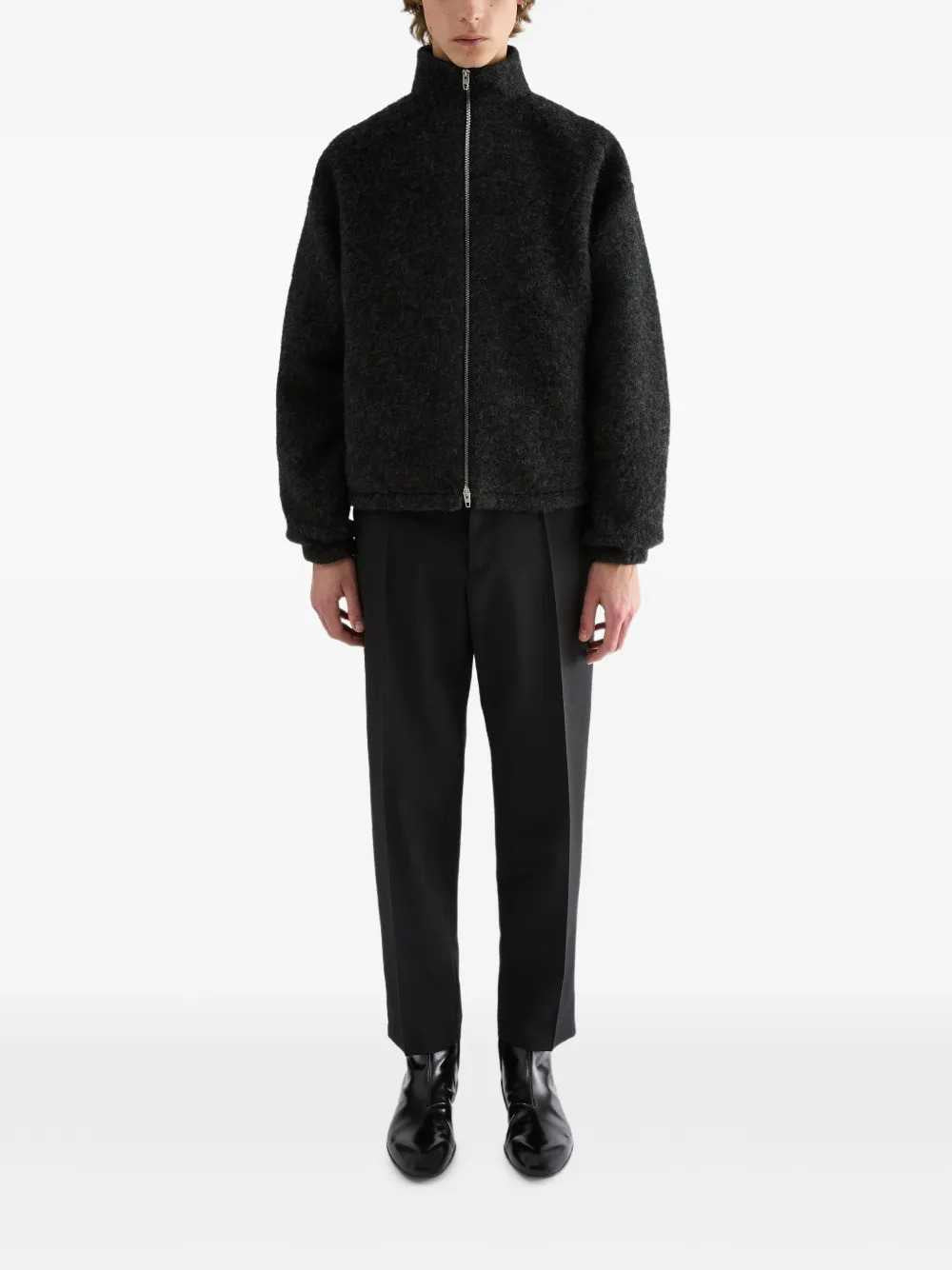 Jil Sander Men Zip-Up Wool-Blend Fleece Sweater