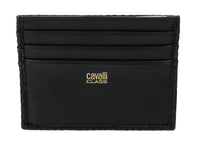 Roberto Cavalli Class Metal Black Lizzard Embossed Cleo Credit Card Holder
