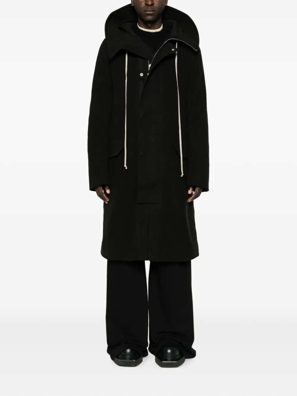 RICK OWENS Rick Owens Men Tower Oversized Parka In Black Brushed Twill