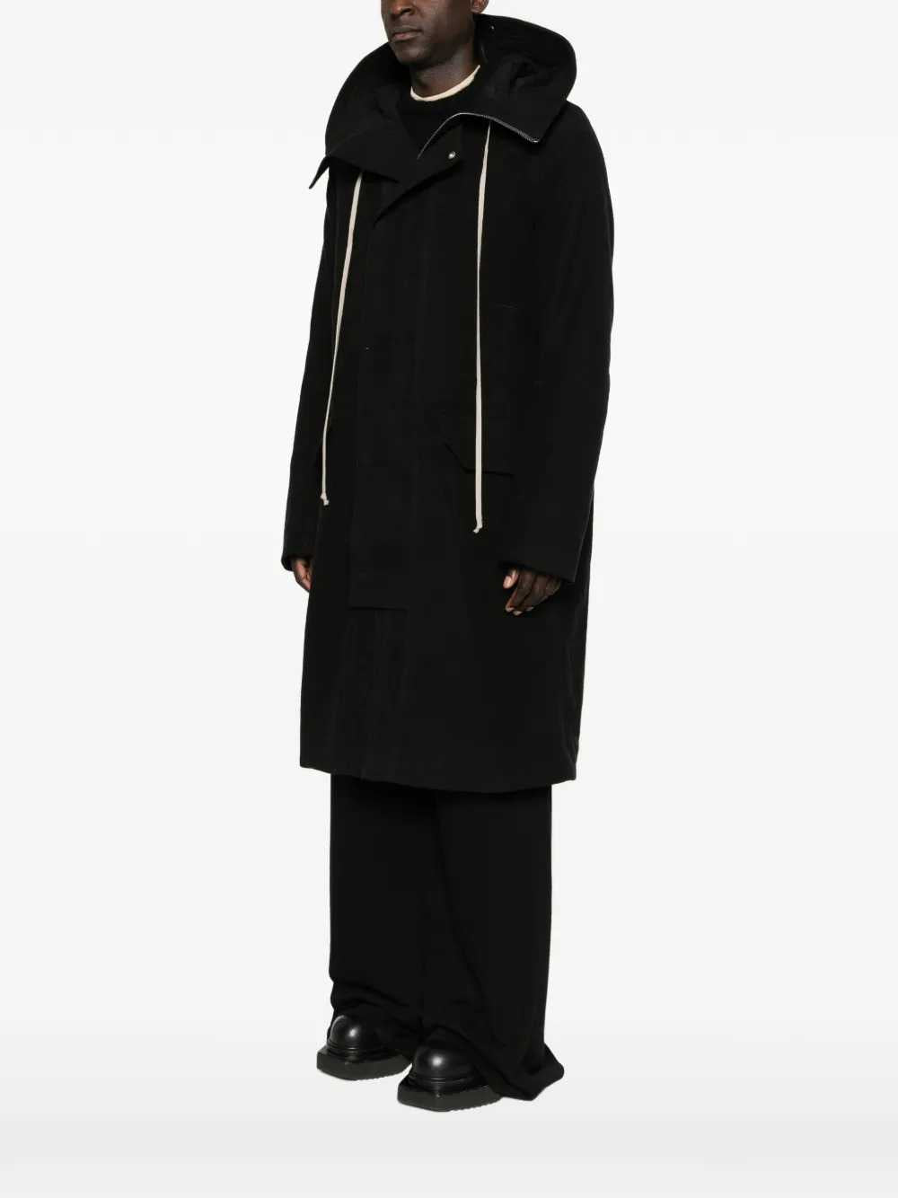 RICK OWENS Rick Owens Men Tower Oversized Parka In Black Brushed Twill