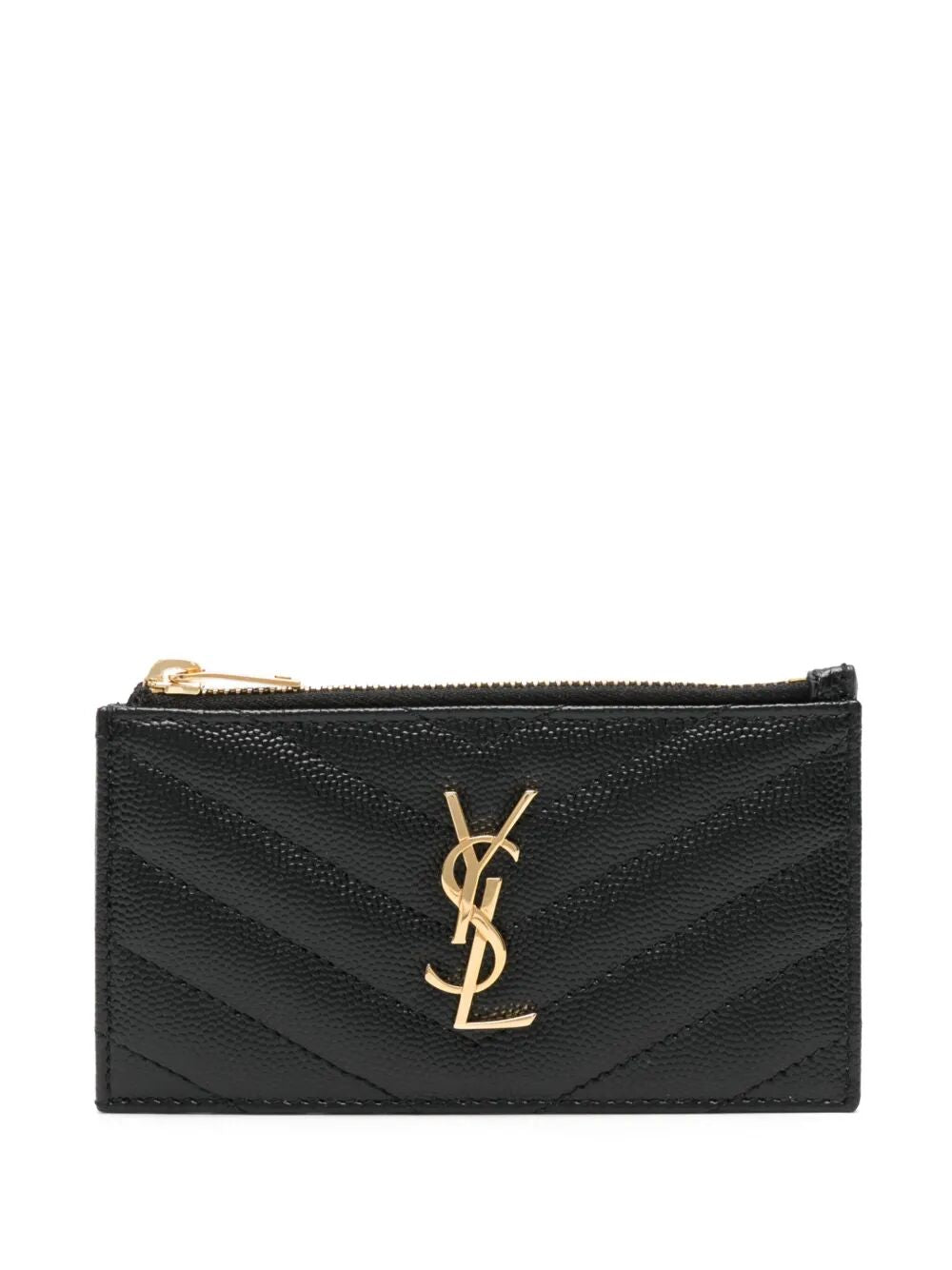 SAINT LAURENT PARIS Cassandre Matelassé Fragments Card Case In Grain De Poudre Leather Women