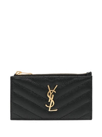 SAINT LAURENT PARIS Cassandre Matelassé Fragments Card Case In Grain De Poudre Leather Women