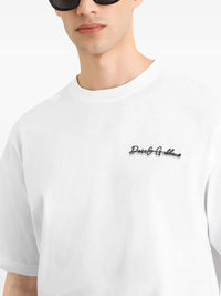 Dolce & Gabbana Men Cotton T-Shirt With Logo Embroidery